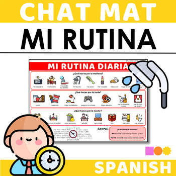 Preview of Spanish Chat Mat - La Hora y la Rutina Diaria - Speaking & Writing Support