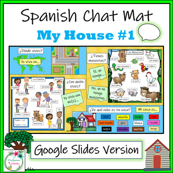 Preview of Spanish Chat Mat - My House #1 - Google Slides Version