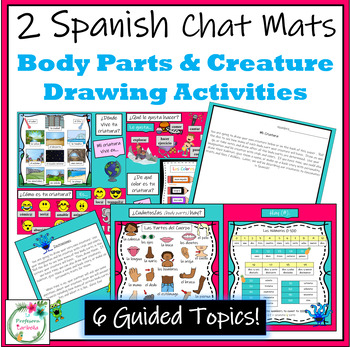 Preview of Spanish Chat Mats - Body Parts & Draw Your Own Creature Activities