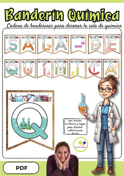 Preview of Spanish: Chemistry | Cadena de banderines | decorar la sala de química