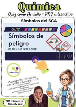 Preview of Spanish:  Chemistry GHS symbols interactive quiz Genially + PDF