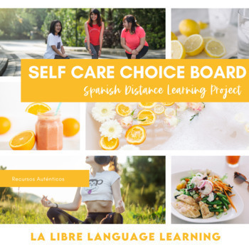 Preview of Spanish Choice Board Self Care Project | Health and Wellness Vocabulary Unit