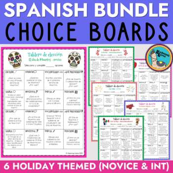 Preview of Spanish Choice Boards Holiday Bundle