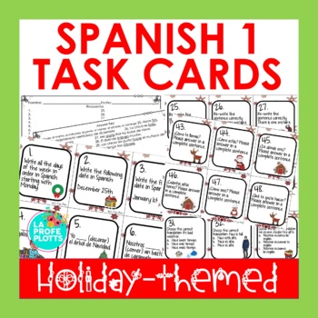 Preview of Spanish Christmas Activity - Spanish 1 Holiday Task Cards