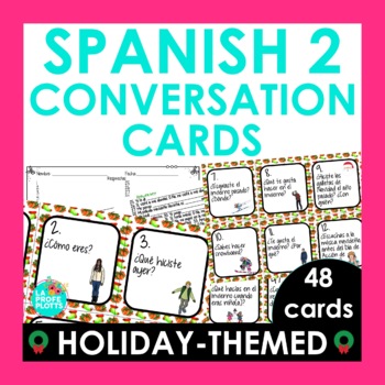 Preview of Spanish Christmas Activity | Spanish 2 Conversation Cards