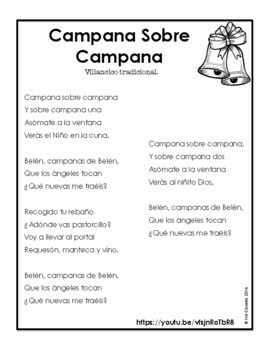 Spanish Christmas Carol Lyric Fill-in Campana sobre campana | TpT