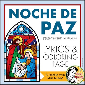 Preview of Spanish Christmas Carol Noche de Paz Silent Night Song Coloring Page {FREEBIE}