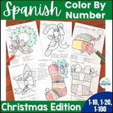 Spanish Christmas Color by Number 1-10, 1-20, 1-100