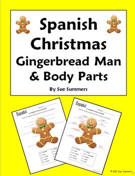 Preview of Spanish Christmas Gingerbread Man and Body Parts - Navidad