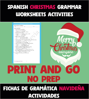 Preview of Spanish Christmas Grammar Worksheets - Hispanic Heritage Month Activities