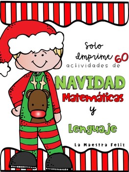 Preview of Spanish Christmas NO PREP  Math and Literacy/ Navidad matemáticas y lenguaje