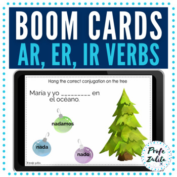 Preview of Spanish Christmas Navidad Activity | Boom Cards | AR ER IR Verb Practice