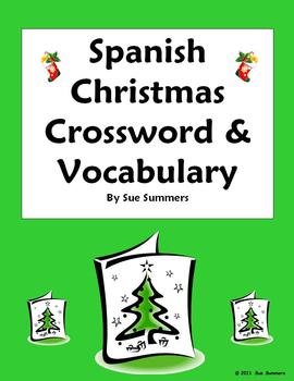 Preview of Spanish Christmas Navidad Crossword Puzzle Worksheet and Vocabulary