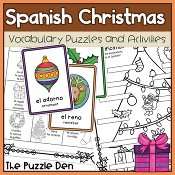 Preview of Spanish Christmas Puzzles and Activities for Elementary Students