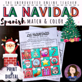 Spanish Christmas Vocabulary Match and Color Activity - Printable