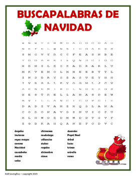 Spanish Christmas Word Search (buscapalabras) by Kelli Lovingfoss