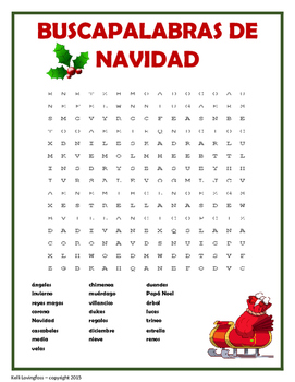 spanish christmas word search buscapalabras by kelli