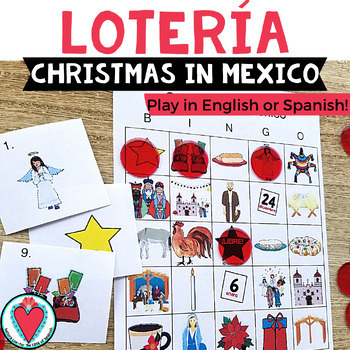 Preview of Spanish Christmas in Mexico Vocabulary Loteria Bingo Game Pictures - Las Posadas