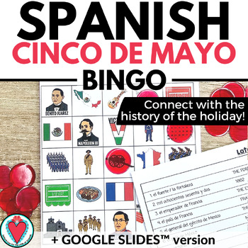 Preview of Cinco de Mayo Spanish English Bingo Game Printable Digital Activity Google Slide