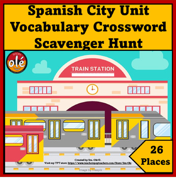 Spanish City Places Crossword Scavenger Hunt Lugares en la Ciudad by