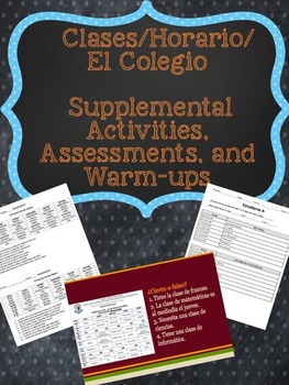 Preview of Spanish Clases Horario Colegio Supplemental Activities & Assessments U2L1 2.1