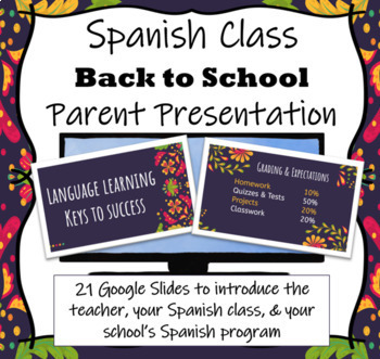 Preview of Spanish Class Back to School Parent Night Presentation - Open House
