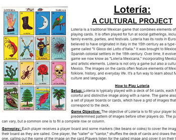 Preview of Spanish Class - Cultural Project - Hispanic Heritage Month - LOTERIA BINGO GAME