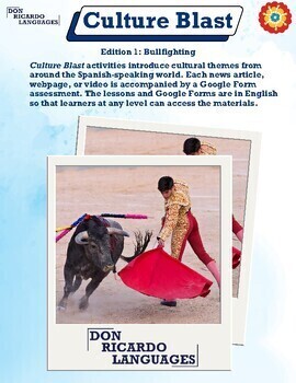 Preview of Spanish Class Culture Blast: Bullfighting (Includes Worksheet & Activity Board)