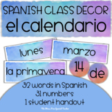 Spanish Class Decor WATERCOLOR themed CALENDAR labels and posters
