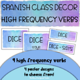 Spanish Class Decor WATERCOLOR themed HIGH FREQUENCY VERBS