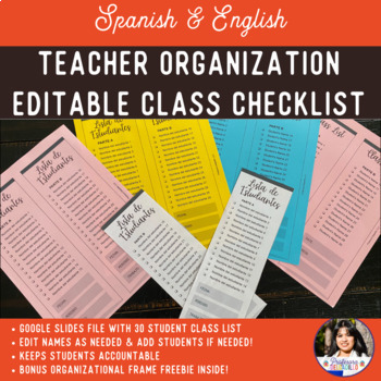 Preview of Spanish Class Editable Class List to Keep Your Grading Organized! 
