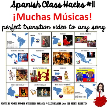 Preview of 011 Spanish Class 90% TL + Classroom Management: Transition Video to Song Music