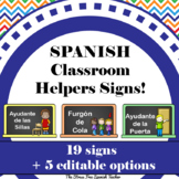 Spanish Class Helpers LABELS Monitors Ayudantes Chalkboard theme