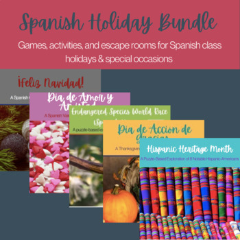 Preview of Spanish Class Holiday Bundle: Games, Activities, and Escape Rooms