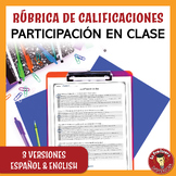 Spanish Class Participation Rubric - Rúbrica de participac