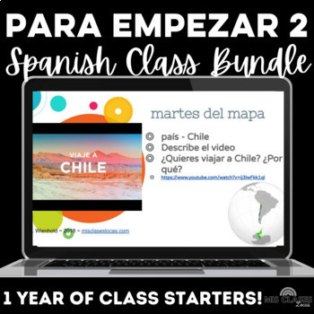 Preview of Spanish Class Routines Bell Ringers Bundle for 1 Year Consistent Para Empezar 2