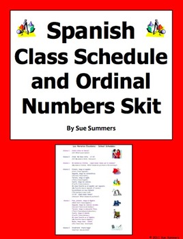 Preview of Spanish Class Schedule and Ordinal Numbers Skit / Role Play and Translation