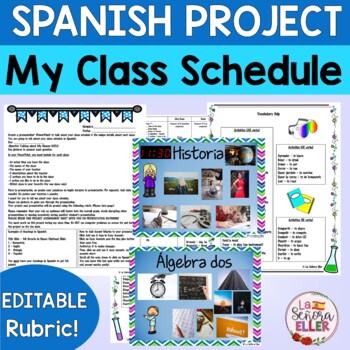 Preview of Spanish Class Schedule Project | Horario de Clases Proyecto | Spanish Project