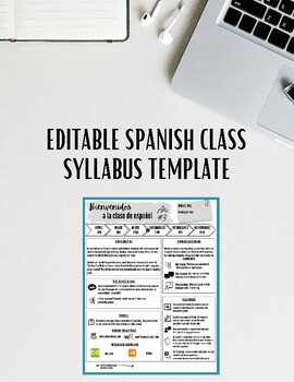 Preview of Spanish Class Syllabus Editable Template
