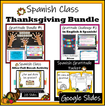 Preview of Spanish Class Thanksgiving & Gratitude Fall Bundle - Google Slides