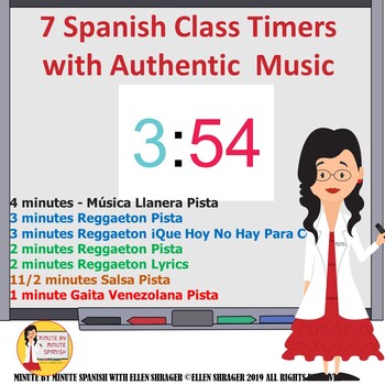 Preview of Spanish Class Timers with Reggaeton, Salsa, Joropo, Gaita Venezolana Music