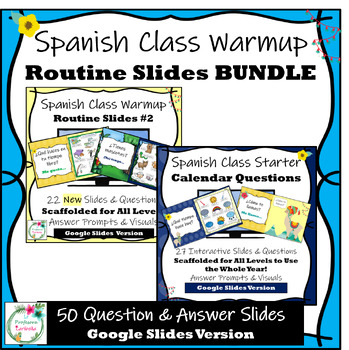 Preview of Spanish Class Warmup Routine BUNDLE - Google Slides Version