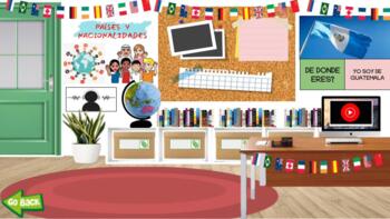 Preview of Spanish Classroom - COUNTRIES AND NATIONALITIES THEMATIC CLASS DECOR