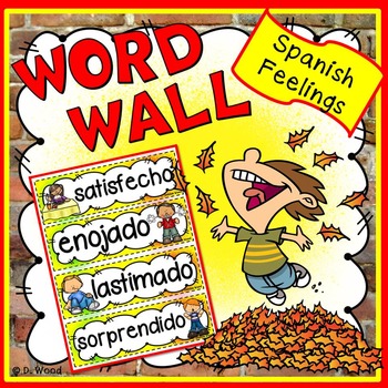 Preview of Spanish Classroom Décor | Feelings and Emotions Word Wall