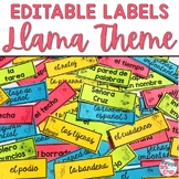 Spanish Classroom Decor Editable Classroom Labels Llama Th