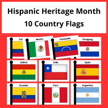 Preview of Spanish Classroom Decor Spanish Speaking Countries Flags-Hispanic Heritage Month
