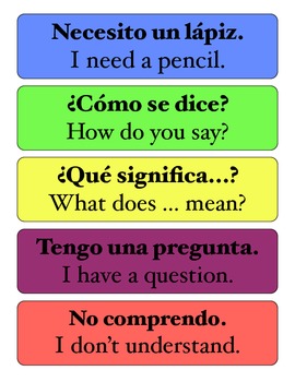 Spanish Classroom Expressions Poster by Rebecca Koelker | TpT