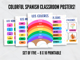 Basic Vocabulary Spanish Posters: Days, Months, Colors, Se