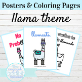 Spanish Classroom Posters and Coloring Pages Llama Theme