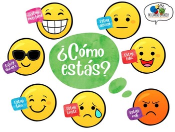 Spanish Classroom Questions & Visual Aids (Emotions - ¿Cómo estás?)